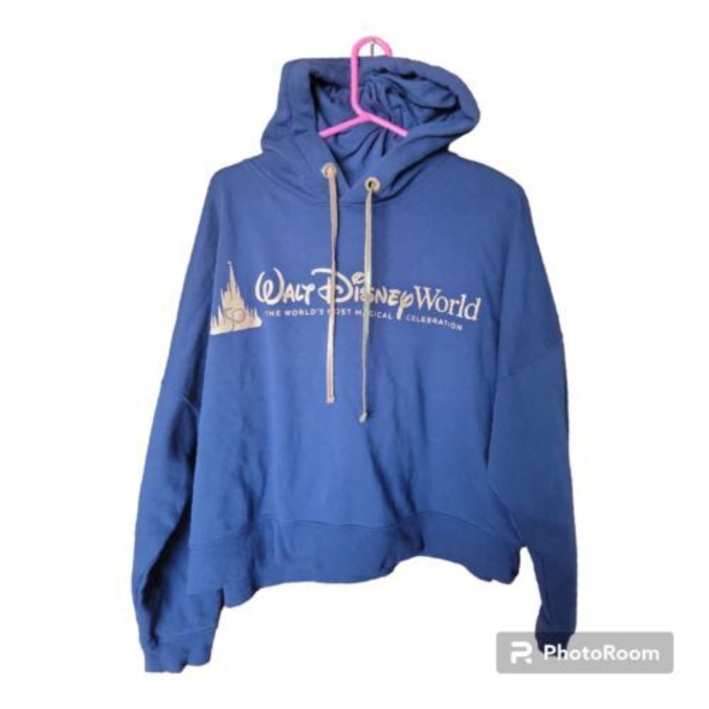 Walt Disney World 50th Anniversary Women’s Cropped Hoodie Navy Sweatshirt‎ 1X